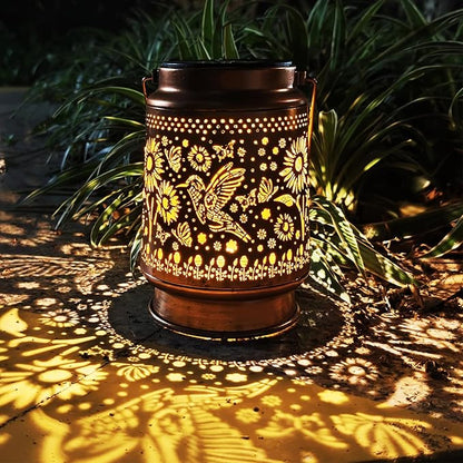 Solar Lanterns Outdoor Waterproof, Garden Decor Metal High Brightness LED Light, Solar Hanging Lantern for Garden,Yard,Patio,Lawn, Landscaping (Hummingbird )