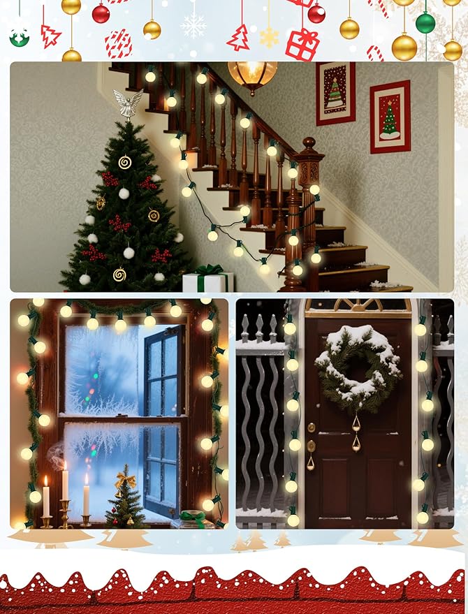40 LED Christmas Twinkle Lights, 25ft Waterproof for Yard