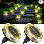 2-Pack Warm White In-Ground Solar Lights, Flat LED Landscape