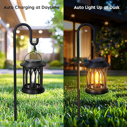 Hanging Solar Lanterns Outdoor Waterproof, 4 Pack Outdoor Lantern Decorative, Hanging Solar Lights for Outside Table Yard Porch Balcony Desk Patio Decor