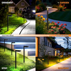 6-Pack Warm White Solar Path Lights, Outdoor Driveway LED