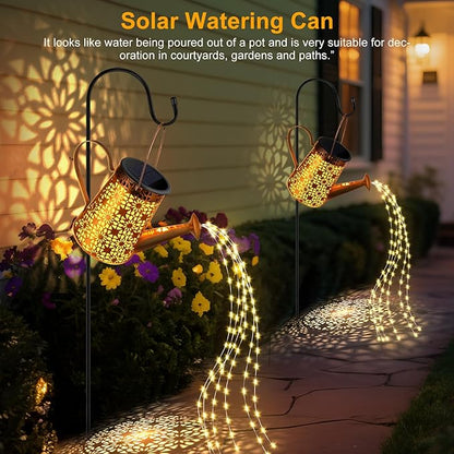 Solar Watering Can with Lights, Large Waterproof Solar Outdoor Lights Decorative Metal Solar Garden Lights Solar Lanterns Hanging Garden Lights for Yard Patio Pathway Walkway Lawn Gardening Gift