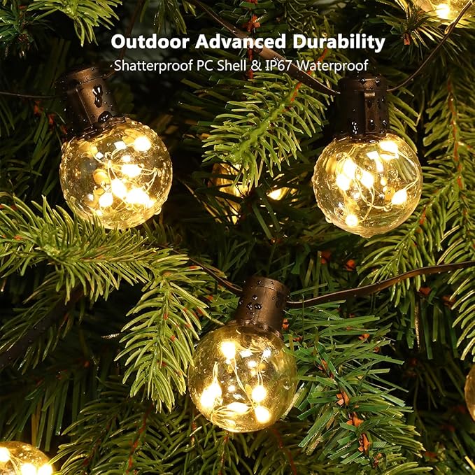 Outdoor String Lights, 25ft 20 LED Bulbs Hanging Patio Lights Dimmable with Timer & Remote, Globe Bulb Shatterproof & Waterproof for Outdoor Indoor Backyard Balcony Decor - Warm White & Multi