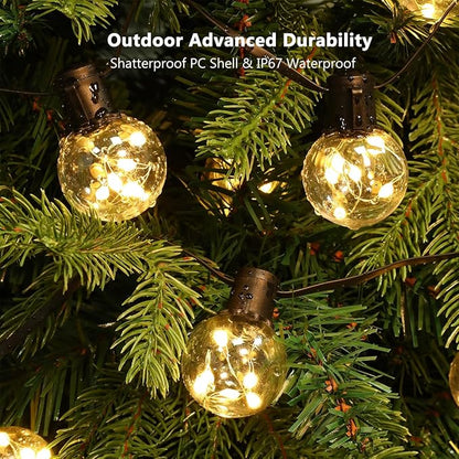 Outdoor String Lights Battery Powered, 22ft 20 LED Bulbs Hanging Patio Lights Dimmable w/Timer & Remote, Globe Bulb Shatterproof Waterproof for Outdoor Indoor Decor - Warm White & Multicolor