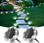 2-Pack Cool White Flat Solar Garden Lights, Waterproof LED