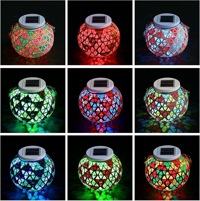 2 Pack Solar Lantern Light Replacement Top(Top Size 3.15 Inch, 2.76 Inch Bottom), 8 Lighting Modes, 7 Lumens, Water Resistant, Touch Control, DIY Hanging Lanterns White LED,Painted Finish