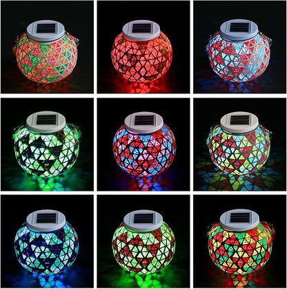 2 Pack Solar Lantern Light Replacement Top(Top Size 3.15 Inch, 2.76 Inch Bottom), 8 Lighting Modes, 7 Lumens, Water Resistant, Touch Control, DIY Hanging Lanterns White LED,Painted Finish