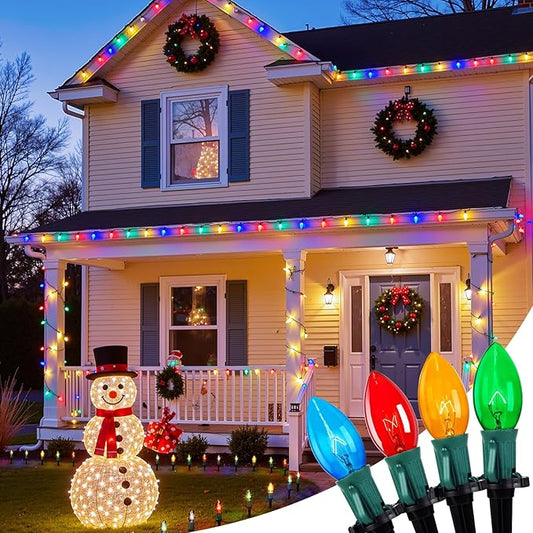 Pathway Christmas Lights Outdoor, 102.8ft 80 Bulb Lights with Stakes, Multicolor