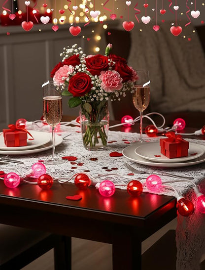 25FT G40 LED Outdoor Valentine's Day String Lights, Red and Pink Valentines Decorations Lights with 27 Shatterproof Globe Bulbs, Hanging Patio Lights for Home Balcony Backyard Garden Party Wedding