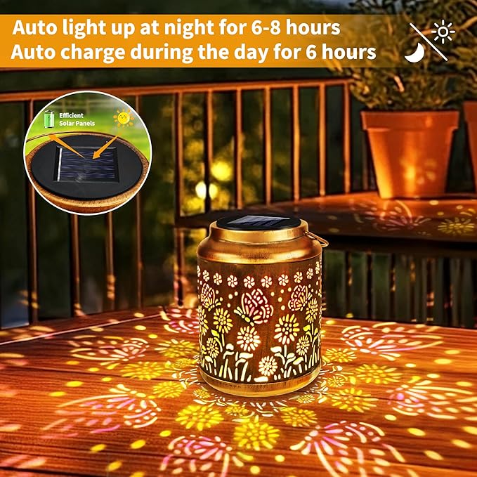 Metal Butterfly Solar Lanterns for Outdoor, Waterproof LED