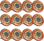 Solar Flat Disk Lights 12-Pack, Waterproof Garden