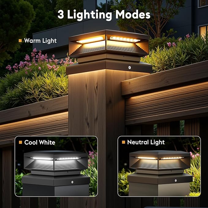 Solar Fence Post Caps 4-Pack, Fence LED