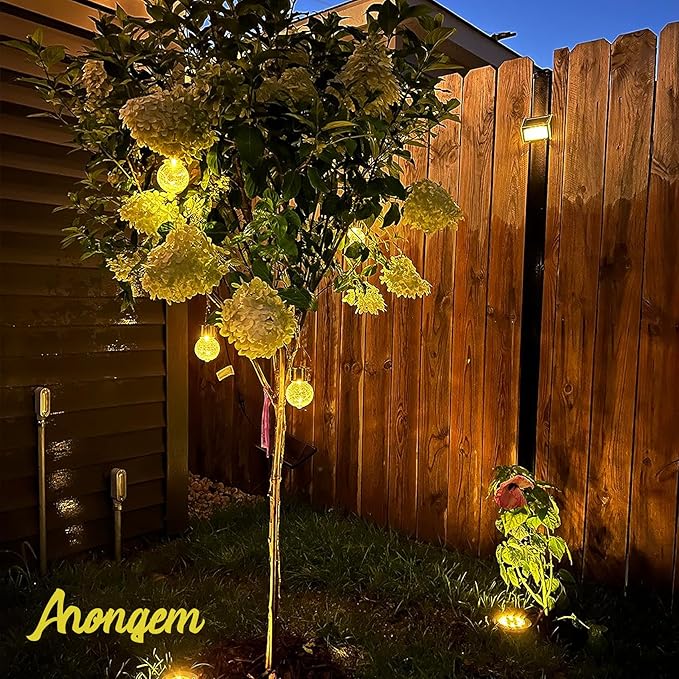 Solar Hanging Lanterns Outdoor: 12 Pack Cracked Glass Ball Lights with Hook - Waterproof Warm White Fairy Globe Lighting Yard Tree Ornaments - Gardening Gifts for Mom Grandma