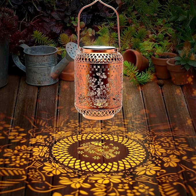 Elegant Hummingbird Solar Lanterns for Garden Birthday Gift for Women Mom Grandma Chindren Metal Outdoor Hanging Lights Waterproof Solar Powered Decor for Yard Patio Pathway