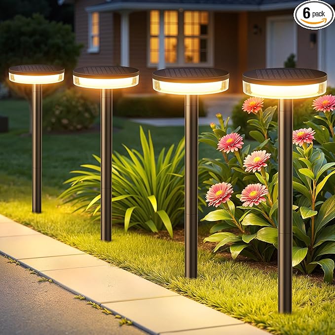 Solar Garden Path Lights 6-Pack, Waterproof