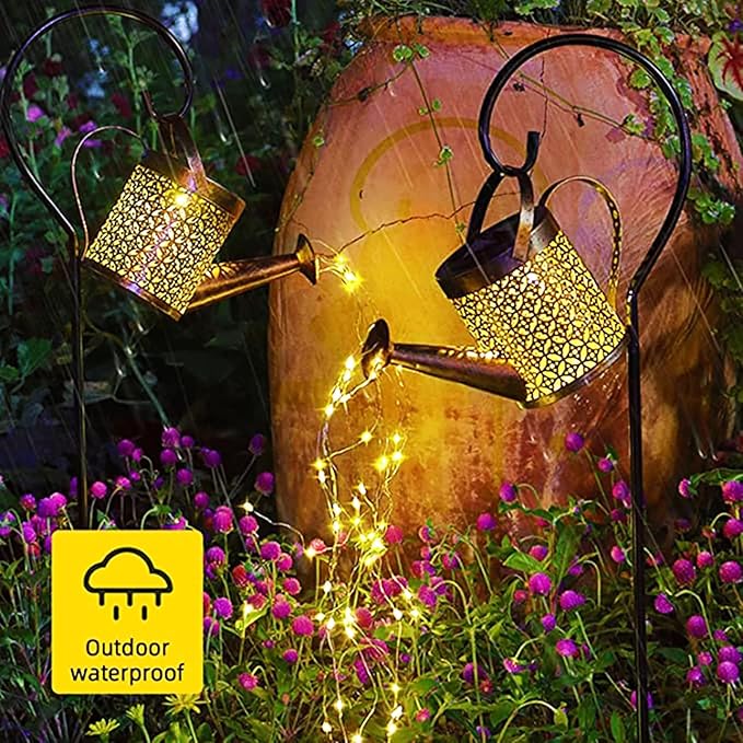 Solar Watering Can with Lights - Outdoor Garden Decor, Waterproof Hanging Lantern Landscape Lights for Yard, Patio, Pathway