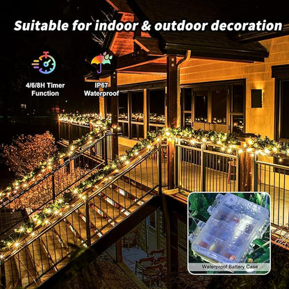 120 LED Christmas Twinkle Lights, 39ft Waterproof for Patio
