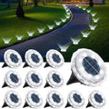 Solar Flat Disk Lights 12-Pack, Waterproof Garden