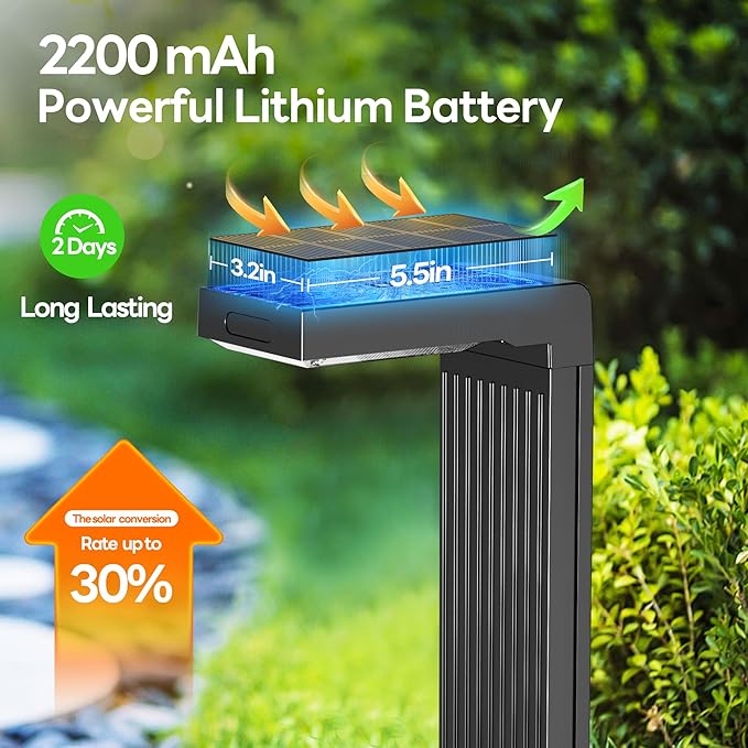 Solar Pathway Lights Outdoor 6Pack, 2 Color in 1 Motion Sensor Walkway Lights 400LM with Warm/Cool White, 12H Lasting, IP65 Waterproof Solar Landscape Lighting for Garden, Yard