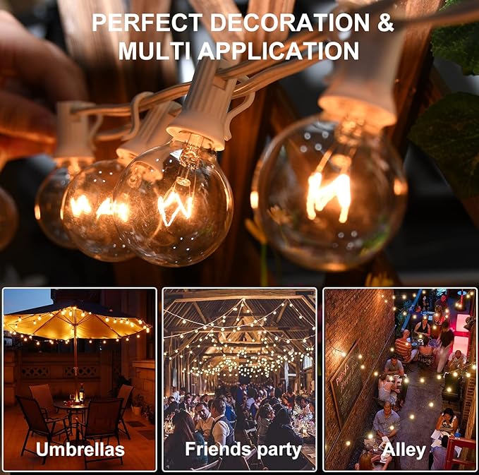 100ft White String Lights for Patio, Waterproof LED