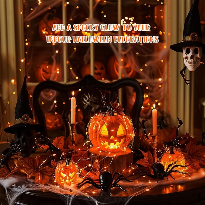 Halloween Fairy Lights 8-Pack, 16ft 50 LED Battery Twinkle Lights