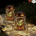 2-Pack Hanging Solar Lanterns, Waterproof LED Garden Lights
