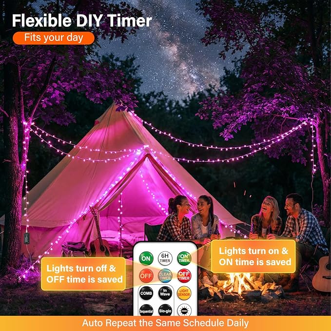 200 LED Christmas Twinkle Lights, 66ft Waterproof for Yard