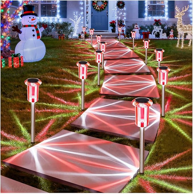10-Pack Solar Pathway Lights, Waterproof LED Walkway Lights