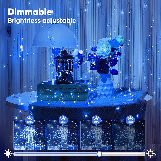 2-Pack Christmas String Lights, 8ft Waterproof Twinkle Lights