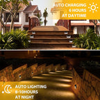 6-Pack Warm White Modern Solar Patio Lights, Outdoor LED