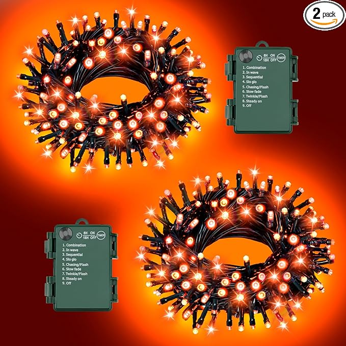 33ft Halloween LED String Lights, Waterproof Timer Lights
