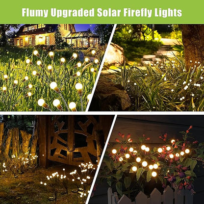 Flumy Solar Garden Lights Outdoor - 2 Pack 16 LED Firefly Lights Waterproof, Garden Decorations for Yard Patio Pathway Lawn Outside, Unique Gifts for Grandma Women, Solar Decor Warm White