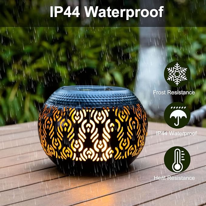 Solar Table Lanterns Outdoor Waterproof - Dancing Flickering Flame Lamp Black Peacock Feather Metal Tabletop Light Solar Powered Decorative Lantern for Desk Bedroom Patio Garden Pathway Yard (1 Pack)