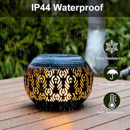 Solar Table Lanterns Outdoor Waterproof - Dancing Flickering Flame Lamp Black Peacock Feather Metal Tabletop Light Solar Powered Decorative Lantern for Desk Bedroom Patio Garden Pathway Yard (1 Pack)