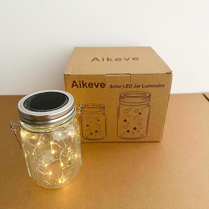 Solar Mason Jar Lights,4 Pack 30 Led Starry Fairy String Hanging Jar Lights,Solar Lanterns for Outdoor Patio Party Garden Wedding Halloween Christmas Projector Decor Light(Mason Jars/Handles Included)