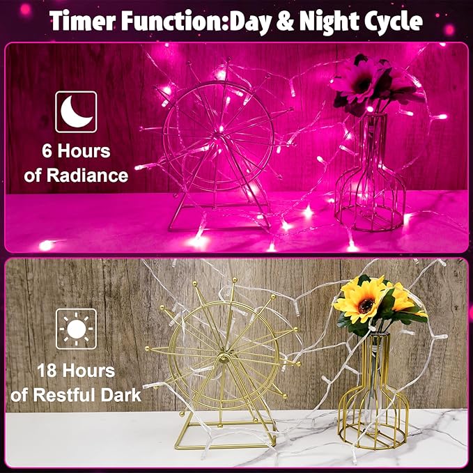 String Lights Outdoor Waterproof 9.8ft 30 LED, Pink Fairy Lights Battery Operated with Timer Clear Wire for Indoor & Outdoor Christmas Valentine's Day Decorations Garland Party Garden
