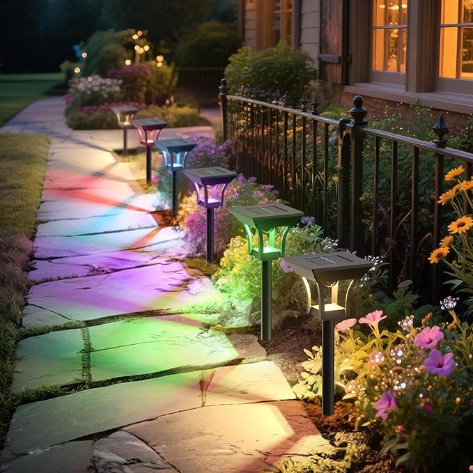 2-Pack Solar Pathway Lights, IP65 Waterproof LED Garden Lights