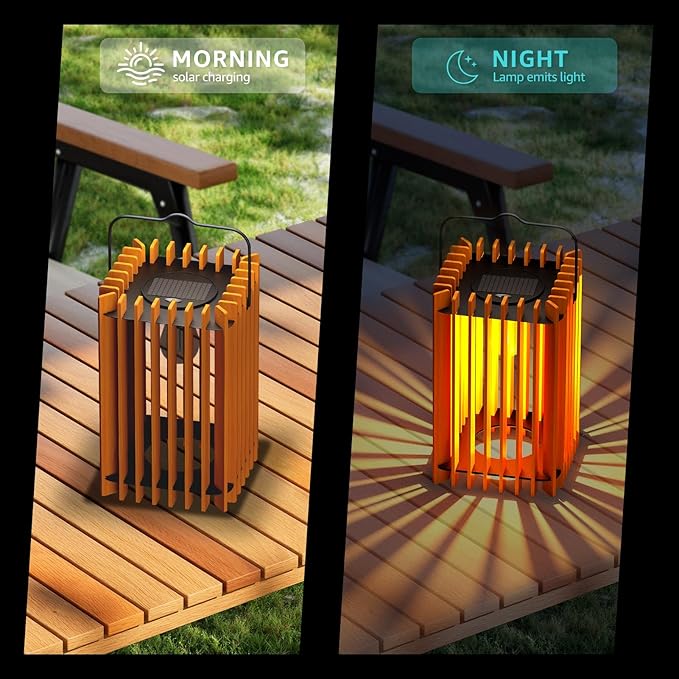 2 Pack 13" Solar Lantern Outdoor Waterproof IP44 Outside Lights LED Hanging Rattan Lamp for Patio Garden Decor Porch Yard Table Top Decorative