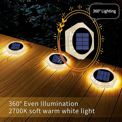 YiLaie Solar Deck Dock Lights Hexagon Warm White Step Lights Outdoor Waterproof Solar Powered for Driveway Post Fence Stairs Yard Patio Pathway Porch 6 Packs