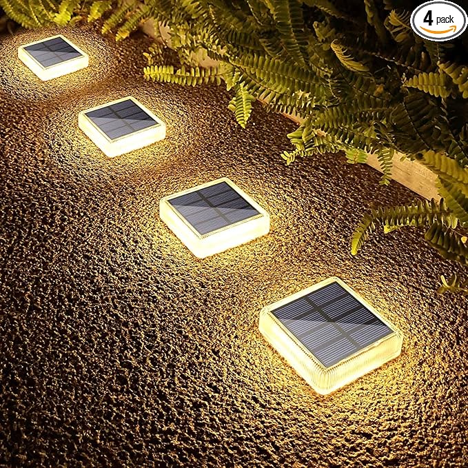 Solar Yard Path Lights 4-Pack, IP68 Waterproof