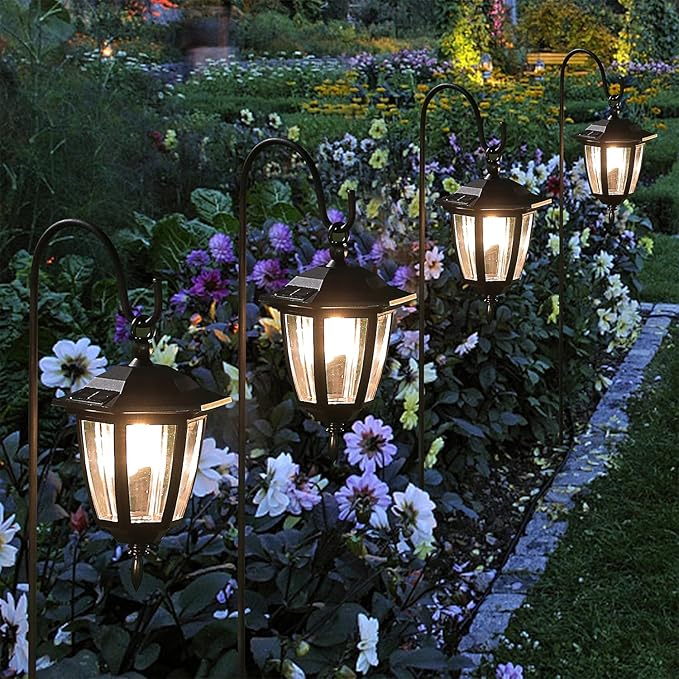 4-Pack Warm White Solar Path Lights, Outdoor Yard LED