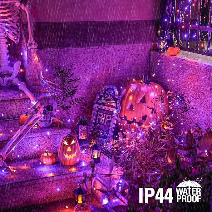 4-Pack Halloween LED String Lights, Waterproof Timer Lights