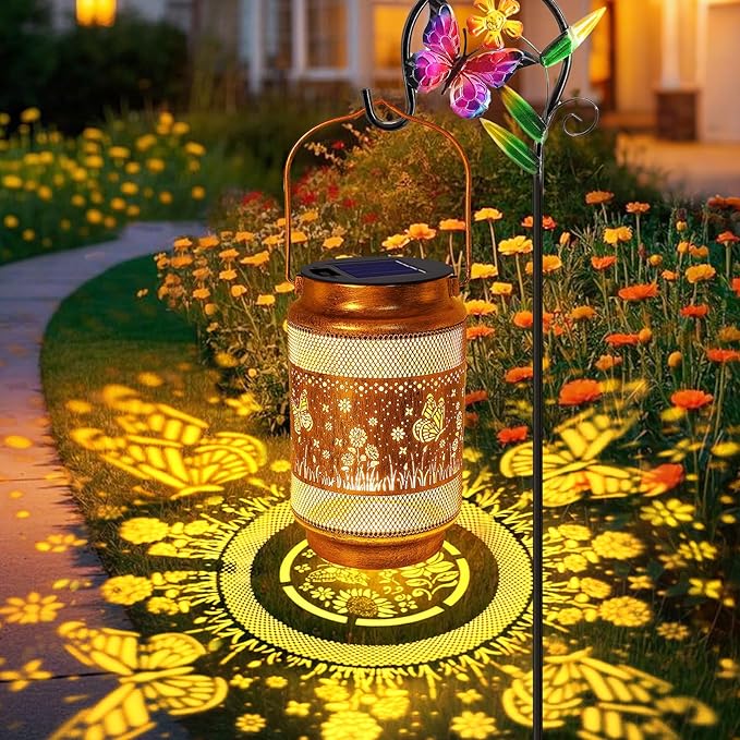 Classic Butterfly Solar Lanterns for Porch, Waterproof LED