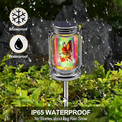 ANGMLN 2 Pack Solar Fairy Lanterns for Outdoor Garden,Gifts for Mom, Grandma, and Women, Waterproof Jar Lights for Patio Yard Lawn Tree Party Decor