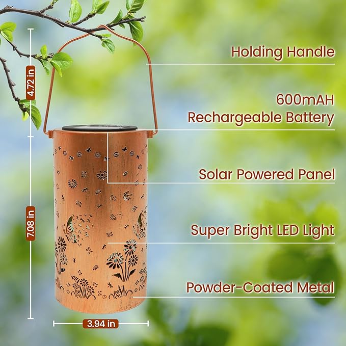 FLAGWIX Butterfly Gifts for Women Men - Solar Lanterns Outdoor Waterproof, Garden Decor for Outside - Motivational Mothers Day Birthday Gifts for Mom Grandma, Decorative Lantern for Garden Yard Patio