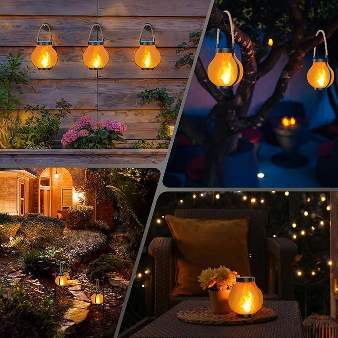 Hompavo Larger Gen2 Solar Lanterns Outdoor, Dual Charging (USB/Solar) & 2-Mode - Waterproof Decorative Hanging/Table Lights for Yard Patio Garden Halloween Christmas Decor, Birthday Gifts for Women, 2
