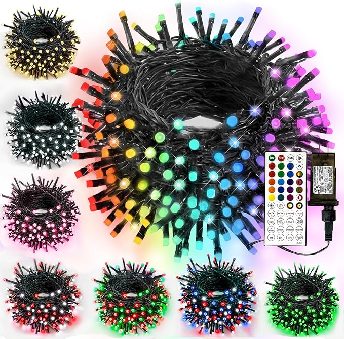 Albelt Smart Color Changing Christmas Lights, Christmas Decoration Lights with Remote & Timer, 66 FT 200 LED RGB Twinkle Fairy String Light Waterproof for Indoor Outdoor Easter Xmas Tree Decor