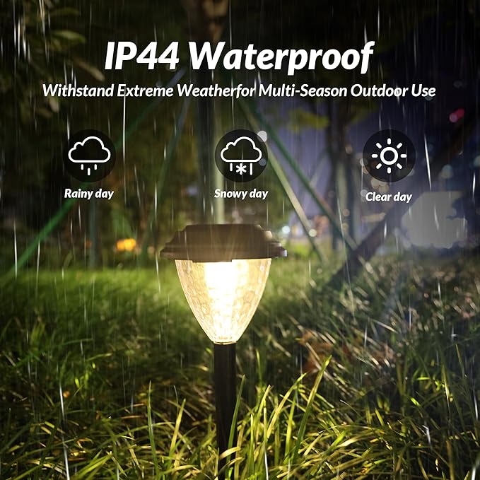 Elevon 12 Pack Solar Light Outdoor Waterproof, Warm White Pathway Lights Solar Powered, Landscape Lighting, Christmas Pathway Lights for Decor, Patio, Garden