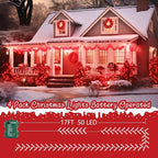 4-Pack 66ft Christmas LED String Lights, Waterproof Timer Lights