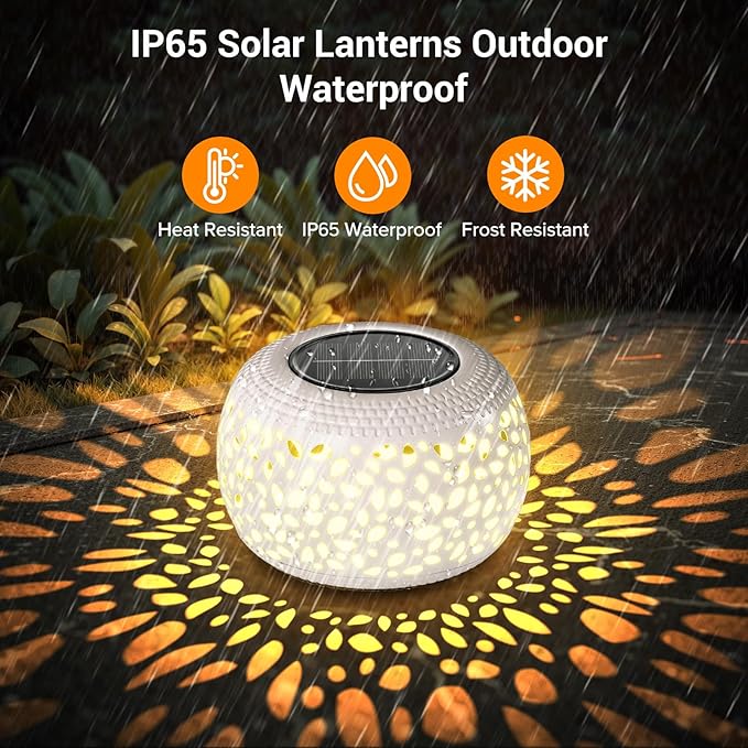 Solar Backyard Lanterns 2-Pack, Patio Hanging LED Decor